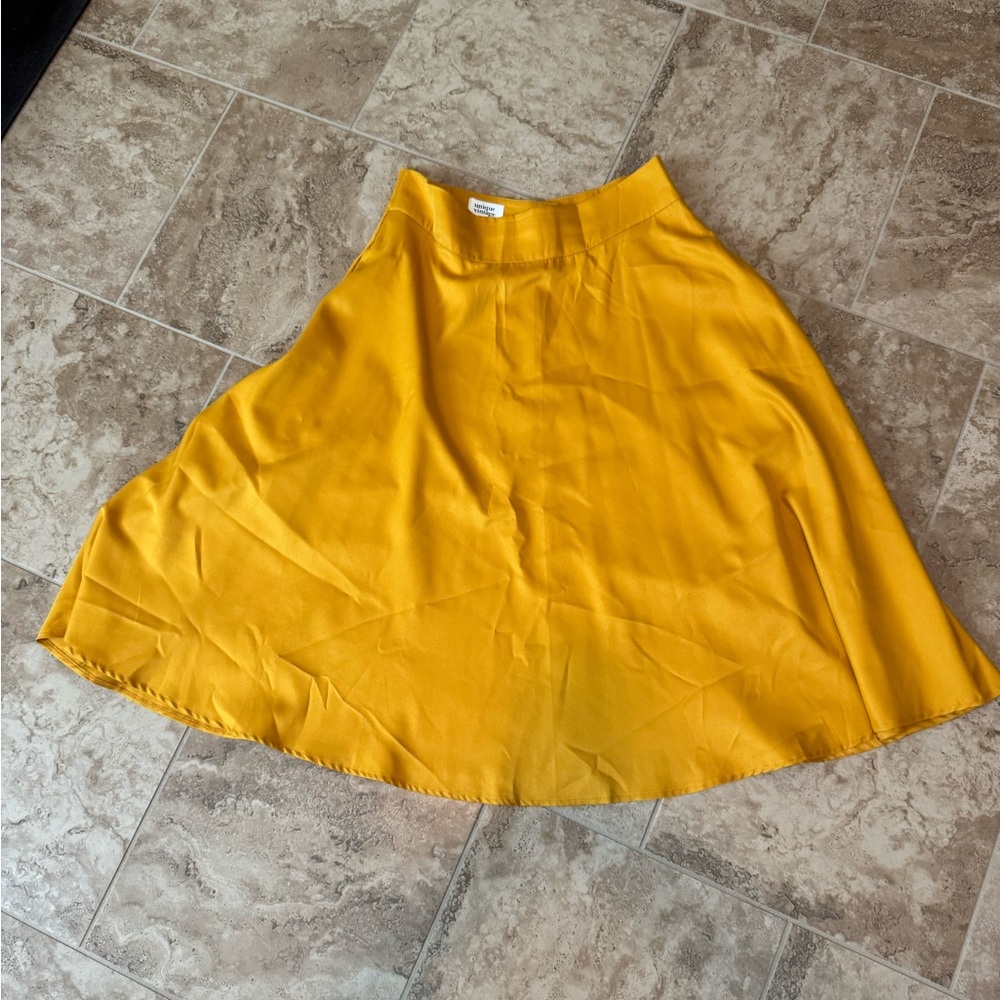 Vintage Yellow Asymmetrical Midi Skirt Resort Wear